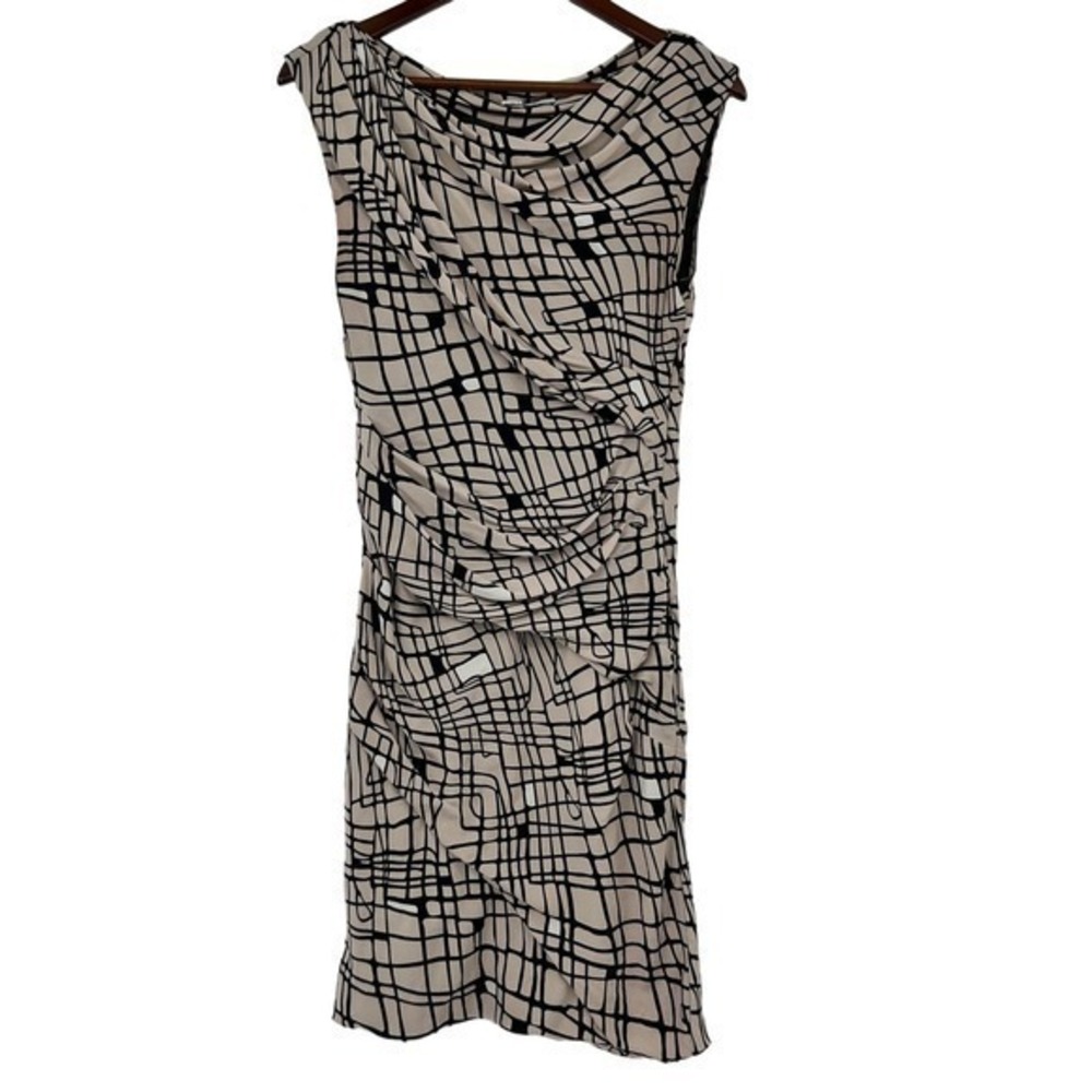 Diane Von Furstenberg DVF Ameerah dress Silk taupe & black ruched dress size 8